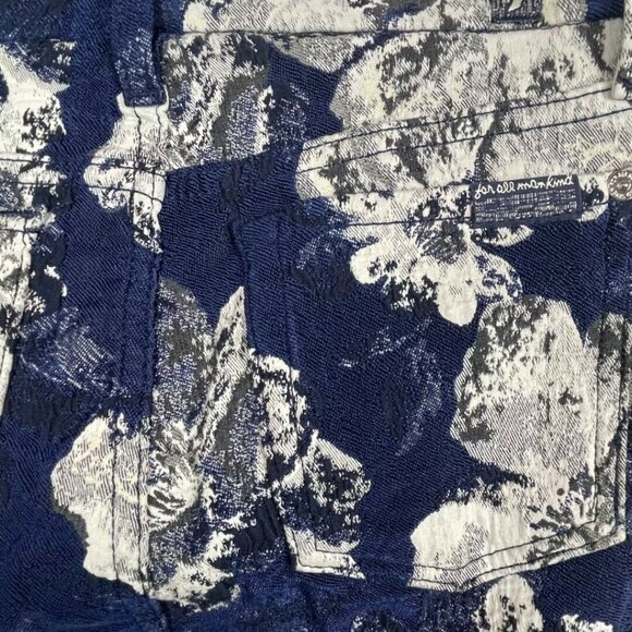 7 for all Mankind Size 25 Blue White Floral Ankle Skinny Textured Pants Stretch - Picture 5 of 8